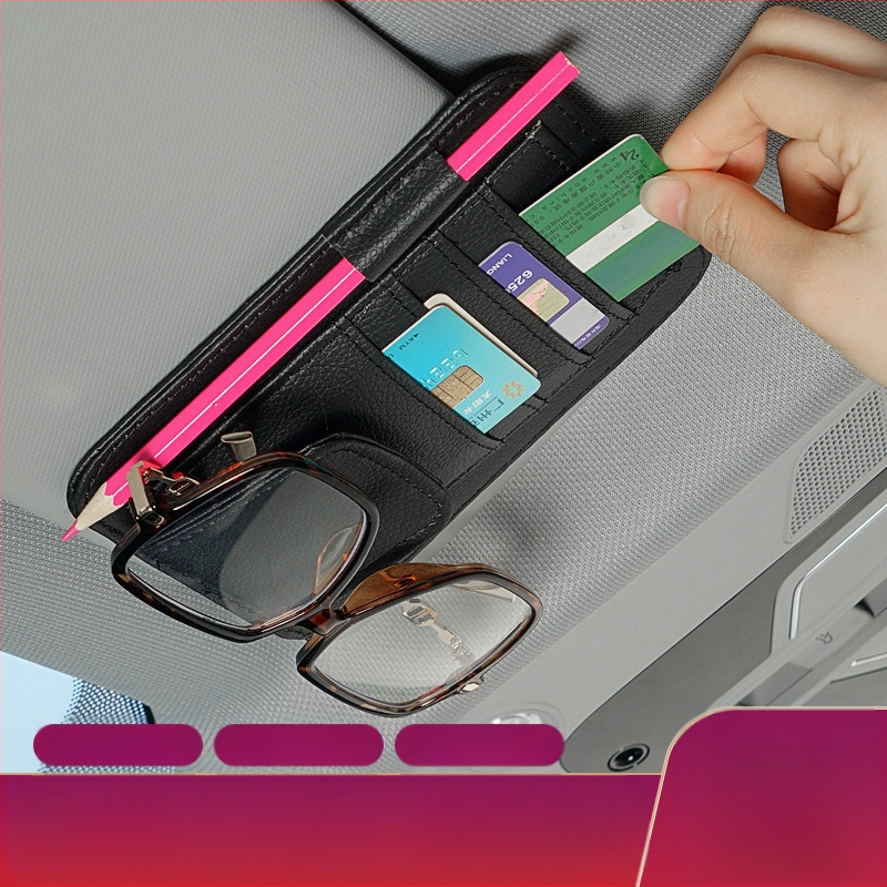 Κλιπ γυαλιών αυτοκινήτου με θήκη από PU δέρμα – μάρκα DUKU, λειτουργίες: κλιπ γυαλιών, θήκη εισιτηρίων, θήκη πιστοποιητικών, κατάλληλο για ηλιοπροστασία, μακρά διάρκεια ζωής