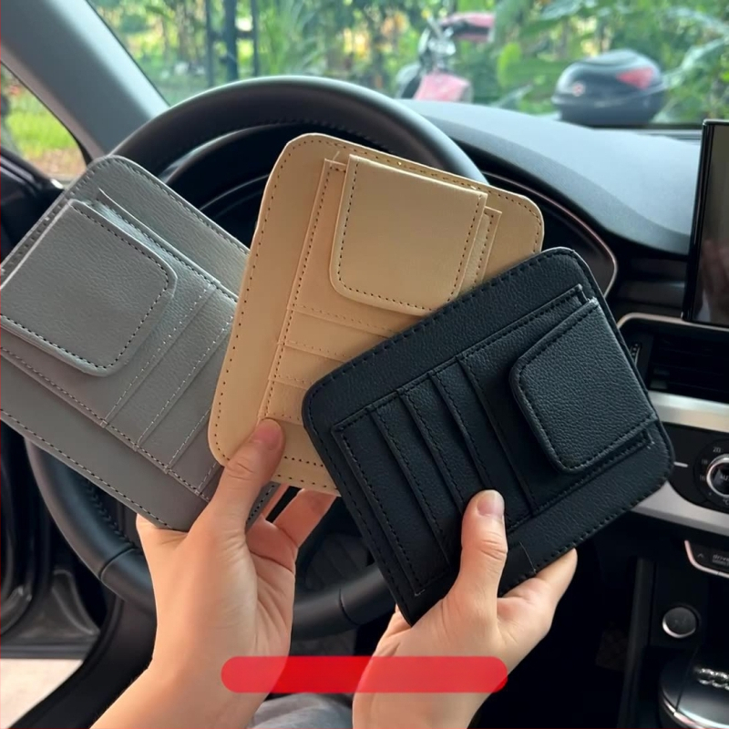 Κλιπ γυαλιών αυτοκινήτου με θήκη από PU δέρμα – μάρκα DUKU, λειτουργίες: κλιπ γυαλιών, θήκη εισιτηρίων, θήκη πιστοποιητικών, κατάλληλο για ηλιοπροστασία, μακρά διάρκεια ζωής