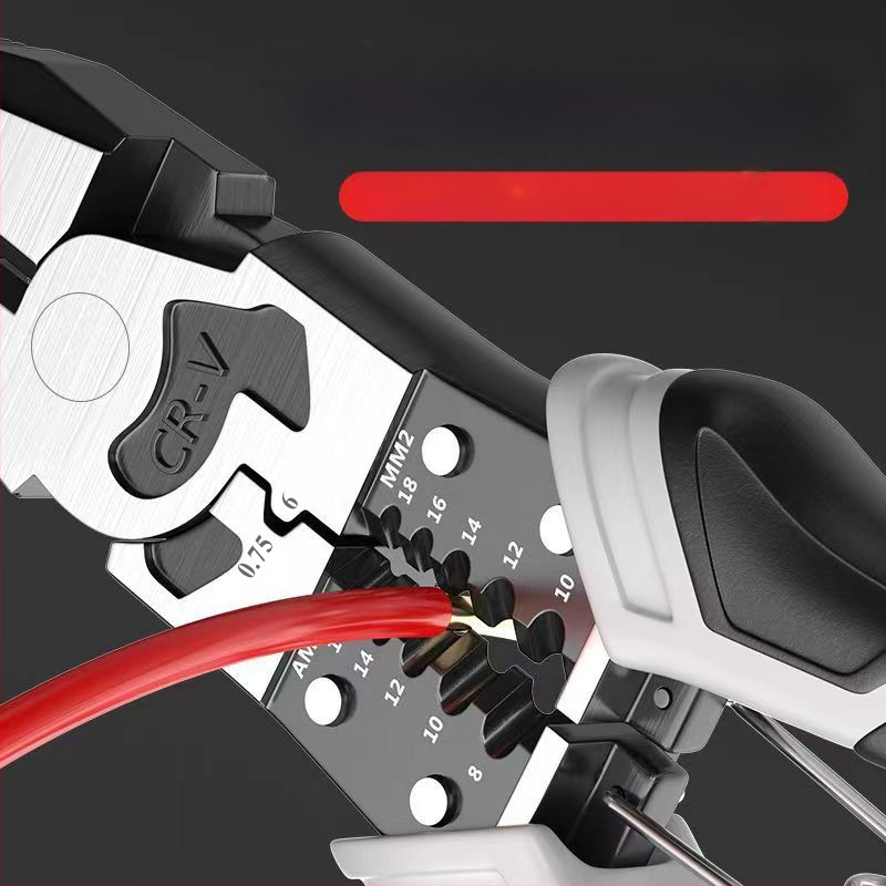 Njemački stil višenamenske kliješta, industrijske klase, s iglom nosom i dijagonalnim nosom, za skidanje izolacije, težina 0.25 kg, promjer rezanja 2 mm