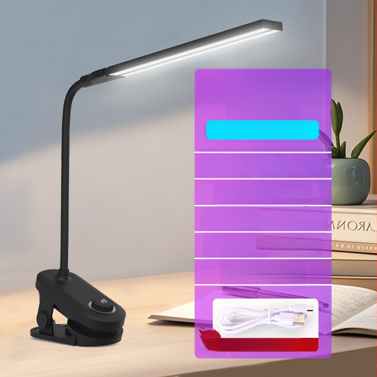 Κλιπ-όν γραφείο λαμπτήρας με διπλό κεφάλι, επαναφορτιζόμενος και τροφοδοτούμενος από πρίζα, ευφυής έλεγχος, CRI ≥90