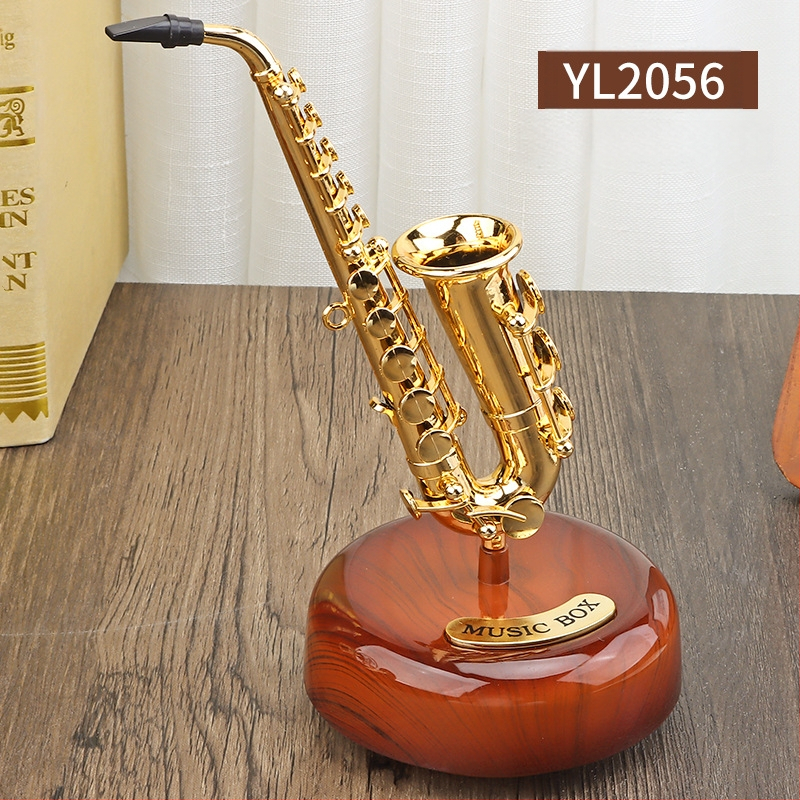 Saksofono muzikos dėžutė skaitiniam stalo dekoravimui — pasukama, ABS, kinų stilius, injekcinis liejimas (Prekės ženklas: Shipin Toys; Medžiaga: ABS; Stilius: Kinų; Gamyba: Injekcinis liejimas; IP: Ne)