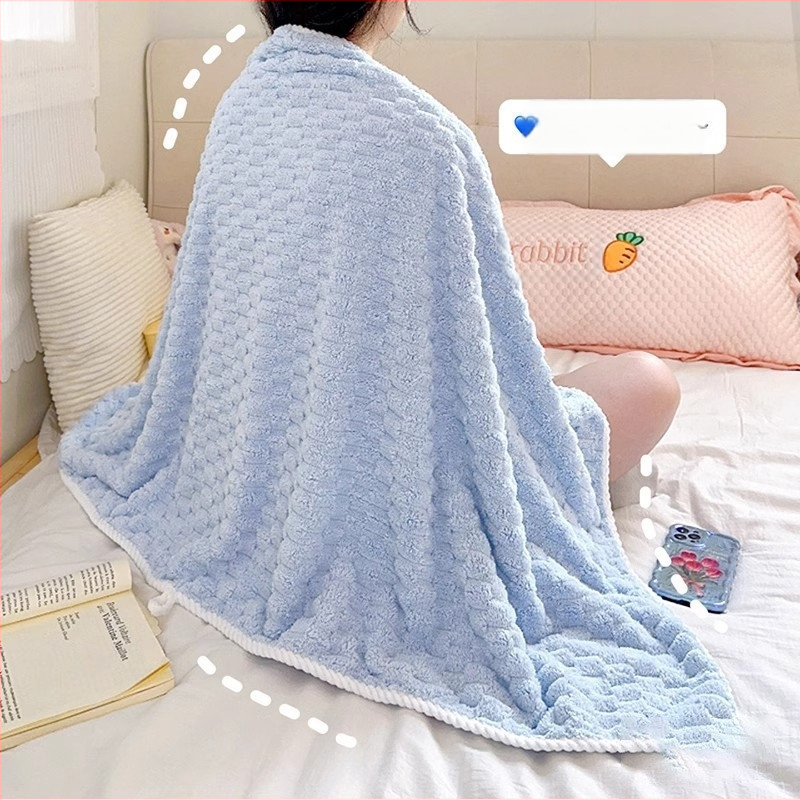 Koralo velūro vonios rankšluosčių ir plaukų džiovintuvo kepurės rinkinys, sugeriantis vandenį ir greitai džiūstantis; 150D siūlai; Jacquard plokščias mezgimas; svoris 200–300 g