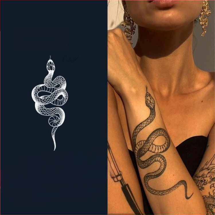 Αυτοκόλλητο τατουάζ για το μπράτσο με φιδιού μοτίβ σε στυλ Ukiyo-e ιαπωνικού — μεταφορά με νερό, γεωμετρικό σχήμα
