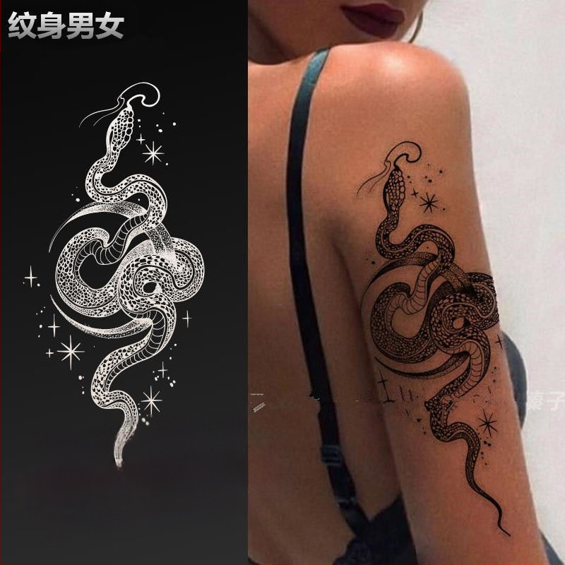 Αυτοκόλλητο τατουάζ για το μπράτσο με φιδιού μοτίβ σε στυλ Ukiyo-e ιαπωνικού — μεταφορά με νερό, γεωμετρικό σχήμα