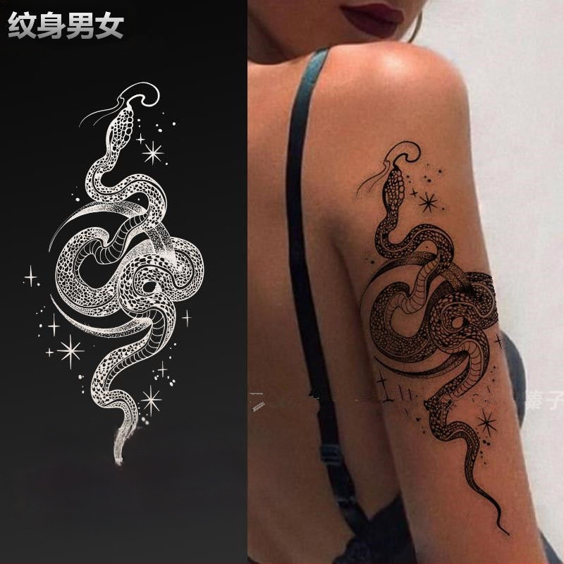 Αυτοκόλλητο τατουάζ για το μπράτσο με φιδιού μοτίβ σε στυλ Ukiyo-e ιαπωνικού — μεταφορά με νερό, γεωμετρικό σχήμα