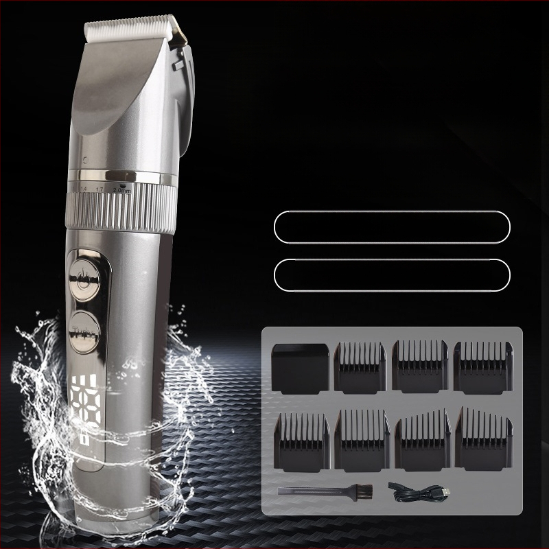 Ηλεκτρικός κουρευτής μαλλιών με οθόνη LCD, κεραμική κεφαλή, αδιάβροχος, ενσωματωμένη μπαταρία 1200–2000 mAh, αυτονομία 1–3 ώρες