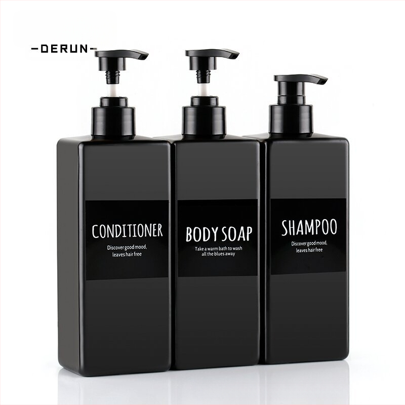 Set od tri bočice s pumpom za pranje i njegu — plastične bočice s sitotiskom, model DR500-40