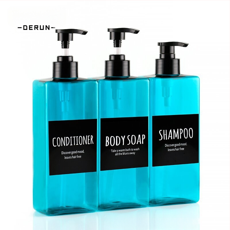 Set od tri bočice s pumpom za pranje i njegu — plastične bočice s sitotiskom, model DR500-40