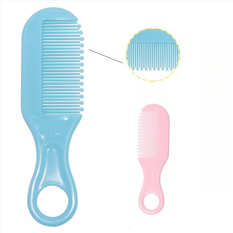 Бебешки комплект за грижа: осемчастен комплект за поддръжка на нокти с ножици, гребени и четки, назален аспиратор, EVA опаковка — пластмаса + неръждаема стомана