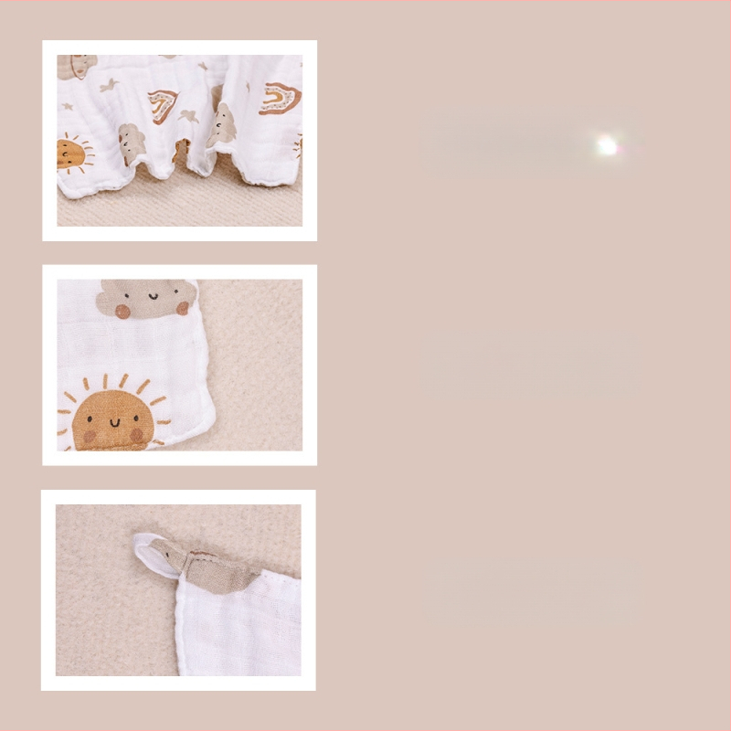 Šestoslojni bebi ubrus od bambusovih vlakana, upijajući, četvrtast s otisom crtanih likova, s mogućnošću kačenja