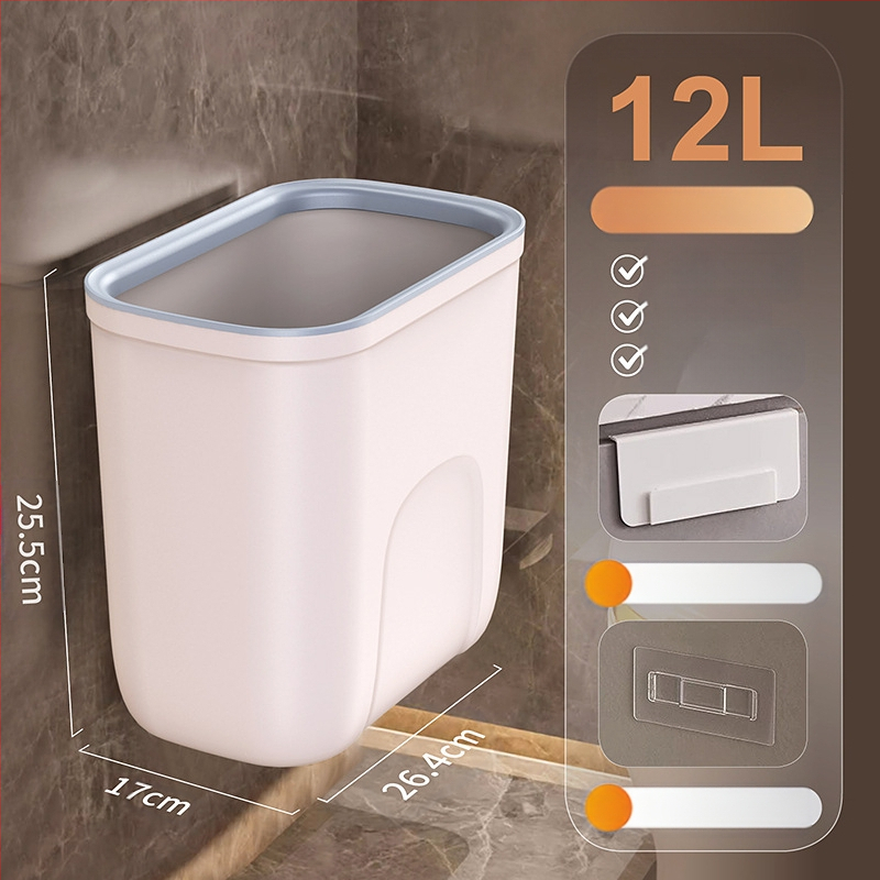 Sienas atkritumu tvertne, ovāla forma, 12 L, plastmasa, bez vāka