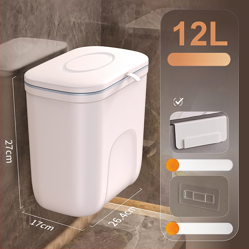 Sienas atkritumu tvertne, ovāla forma, 12 L, plastmasa, bez vāka