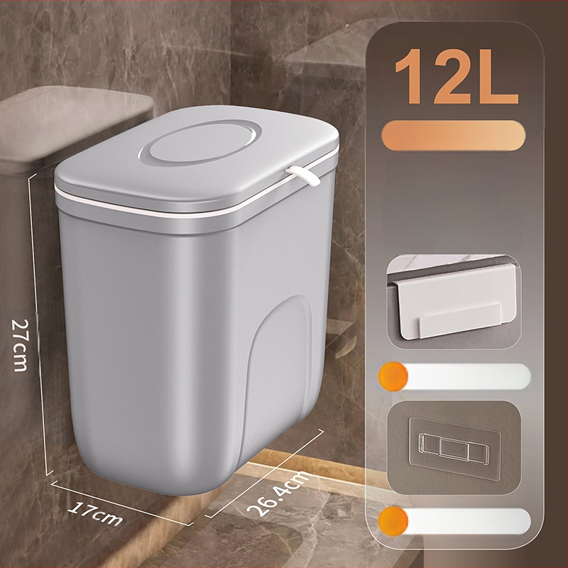 Sienas atkritumu tvertne, ovāla forma, 12 L, plastmasa, bez vāka