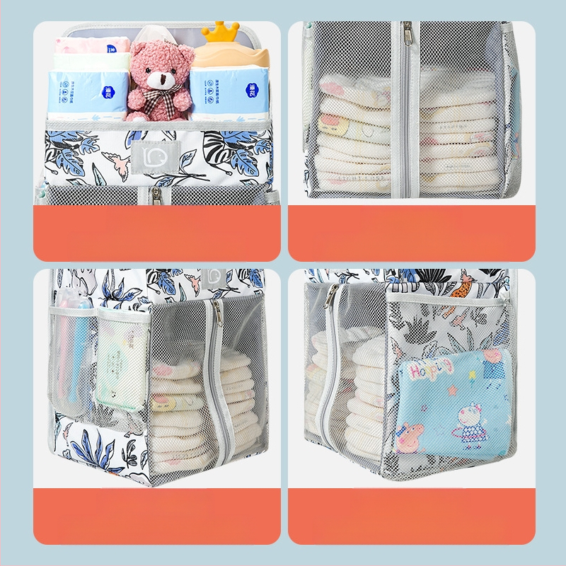 Pakabamas krepšys vaikų kambariui — poliesteris, sieninis laikiklis, daugiafunkcinis organizatorius su karikatūriniu 3D stiliumi