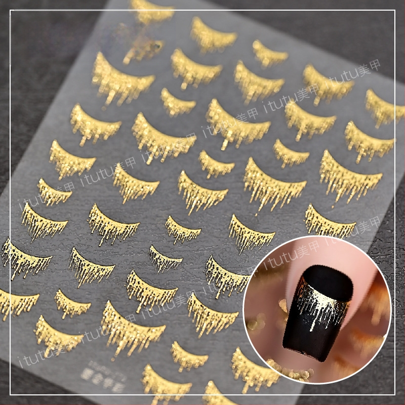 Itutu naljepnice za nokte, pozlaćeno, blještav stil, uzorak 791302893