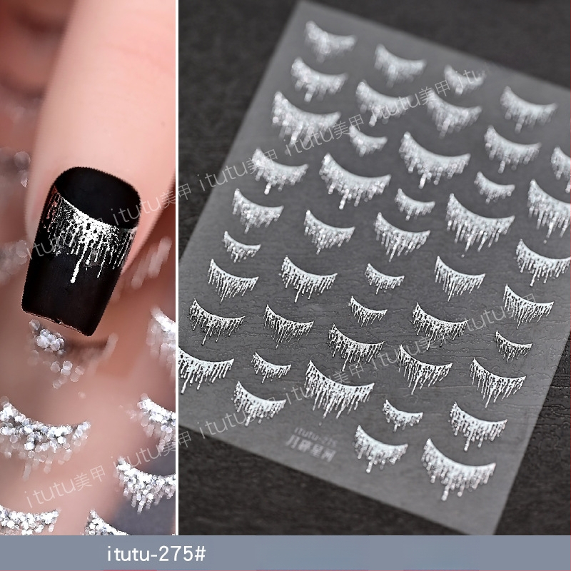 Itutu naljepnice za nokte, pozlaćeno, blještav stil, uzorak 791302893