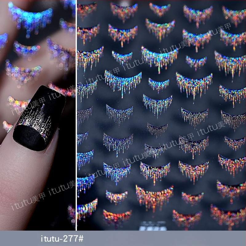 Itutu naljepnice za nokte, pozlaćeno, blještav stil, uzorak 791302893