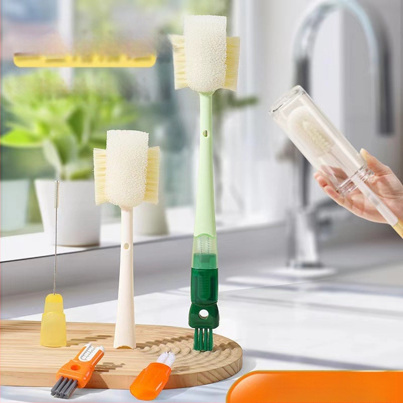 Garā roktura krūžu tīrīšanas birste, 5-1 daudzfunkcionāla sūkļveida tīrīšana krūzēm un pudelēm