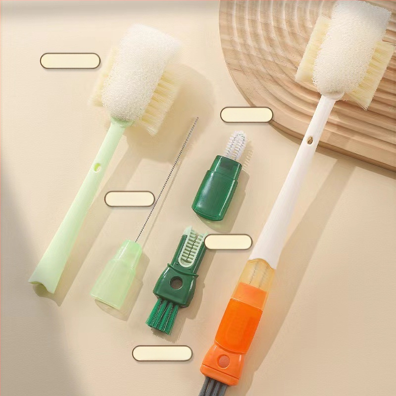 Garā roktura krūžu tīrīšanas birste, 5-1 daudzfunkcionāla sūkļveida tīrīšana krūzēm un pudelēm