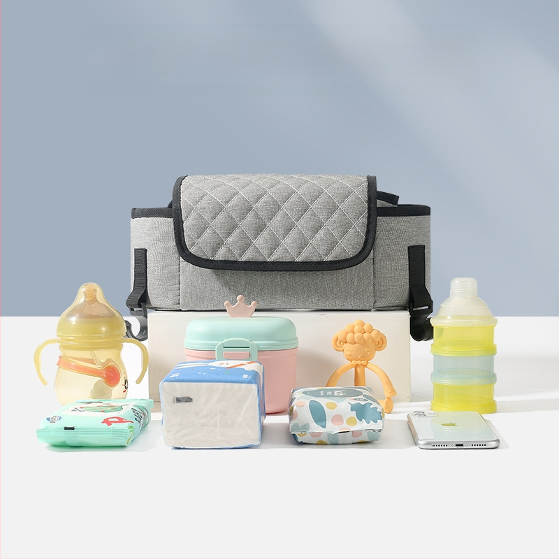 Babakocsi tároló táska szervező – Oxford anyag, poliészter bélés, lélegző és vízálló, ultrakönnyű, ívelt vállpánt