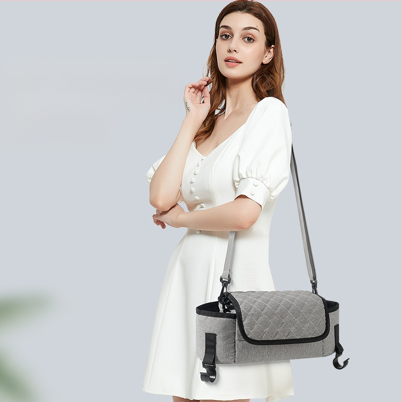 Babakocsi tároló táska szervező – Oxford anyag, poliészter bélés, lélegző és vízálló, ultrakönnyű, ívelt vállpánt