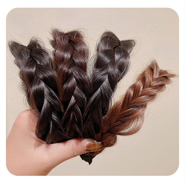 Plaukų juostelė su žuvies kaulo pynimu – rankų darbo plastikinis plaukų aksesuaras moterims, etninis retro stilius, pavasaris 2023