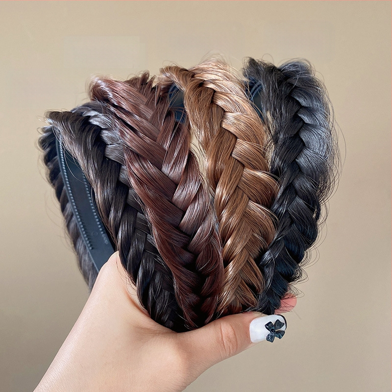 Plaukų juostelė su žuvies kaulo pynimu – rankų darbo plastikinis plaukų aksesuaras moterims, etninis retro stilius, pavasaris 2023