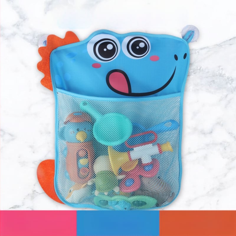 Vannas istabas ūdens rotaļlietu uzglabāšanas soma ar piesūcekni un sietveida žāvēšanas somiņu, poliesters, piemērots vecumam 4–6 gadi