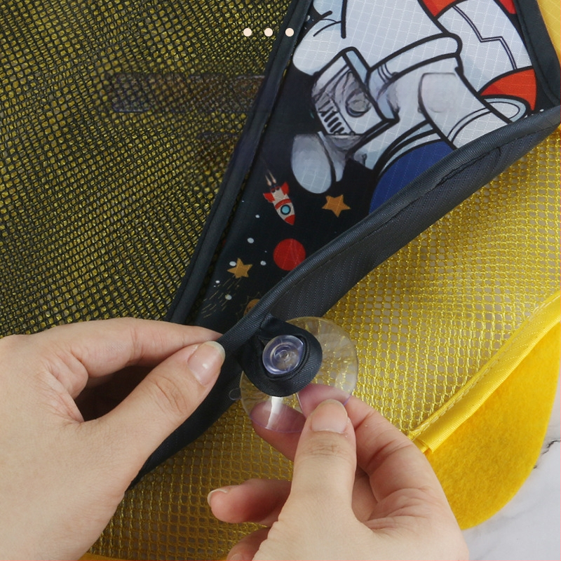 Vannas istabas ūdens rotaļlietu uzglabāšanas soma ar piesūcekni un sietveida žāvēšanas somiņu, poliesters, piemērots vecumam 4–6 gadi