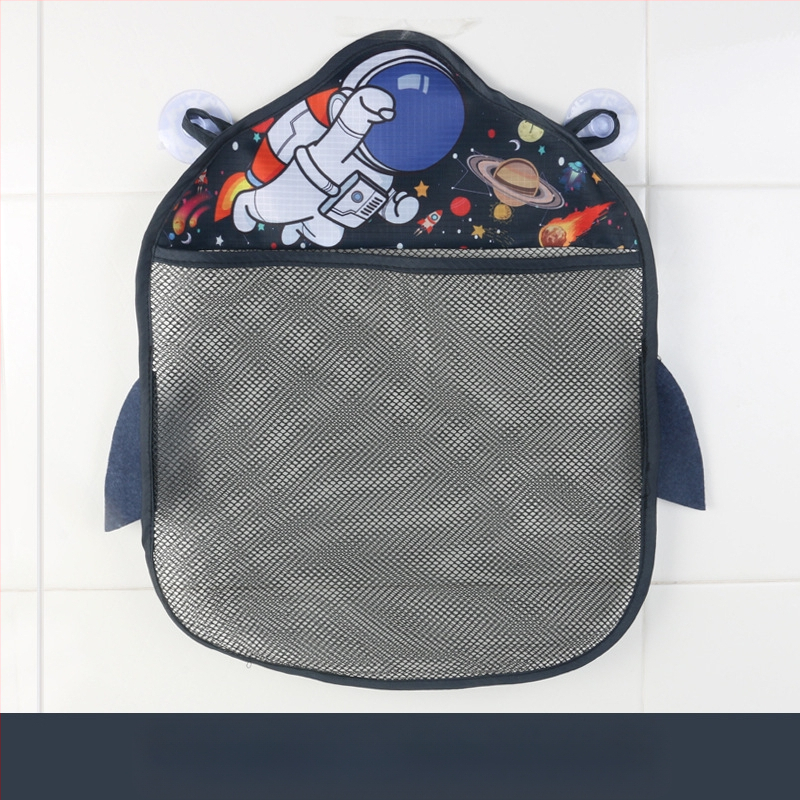 Vannas istabas ūdens rotaļlietu uzglabāšanas soma ar piesūcekni un sietveida žāvēšanas somiņu, poliesters, piemērots vecumam 4–6 gadi