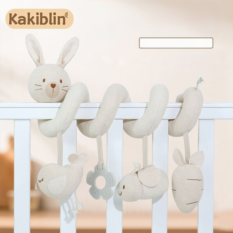 kakiblin Organinė medvilninė lovos pakabinama žaislas kūdikiams ir mažiems vaikams, ankstyvasis ugdymas, audinio žaislas, 0–3 metai