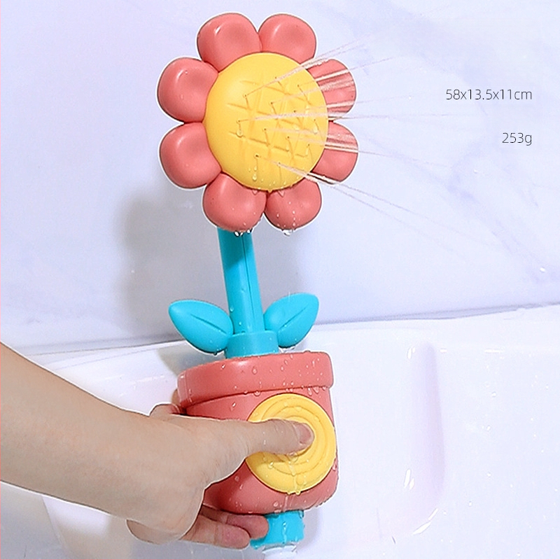 Vannas rotaļlieta zīdaiņiem ar rokas izsmidzināšanu saulespuķes formā, plastmasa, 0–3 gadi