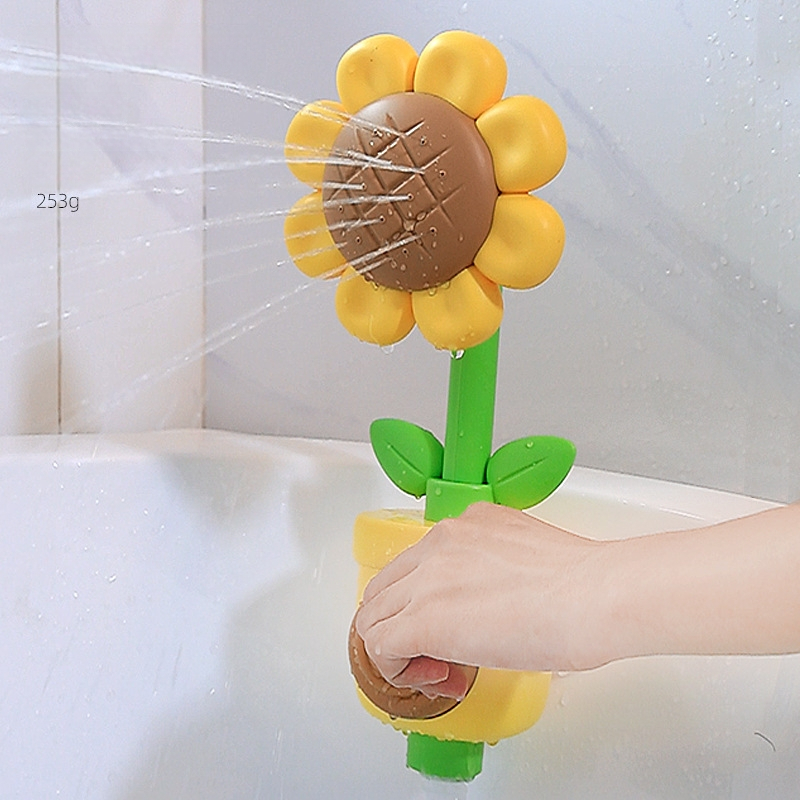 Vannas rotaļlieta zīdaiņiem ar rokas izsmidzināšanu saulespuķes formā, plastmasa, 0–3 gadi