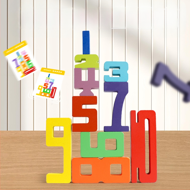 Koka 3D skaitļu blokiem agrīnajai izglītībai — Skaitīšanas domino bloki, 0–38 gabali, 4–6 gadu vecumam, ūdens bāzes krāsa