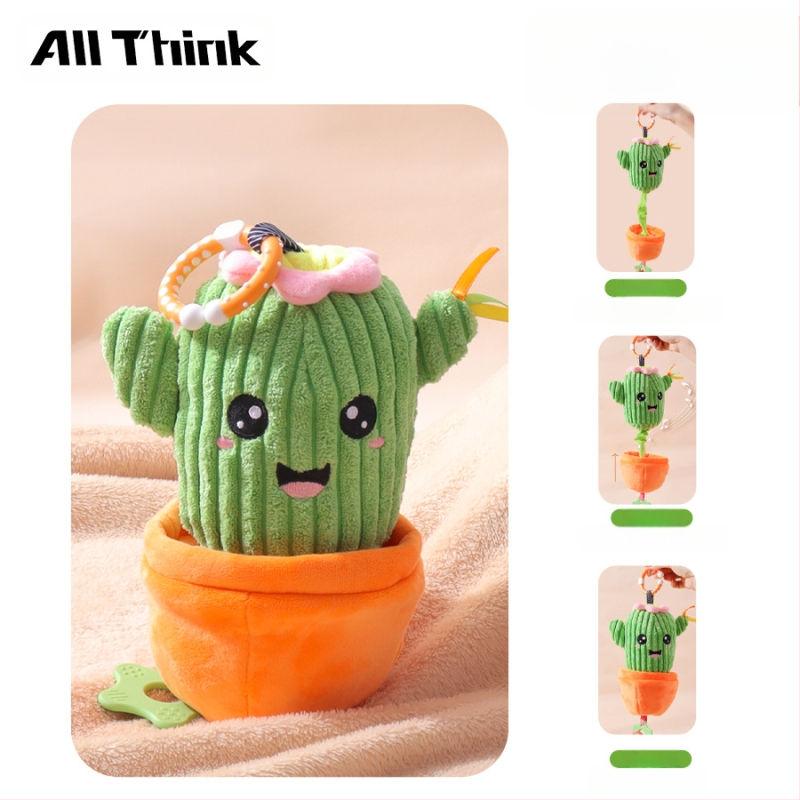 Allthink pliušinis pakabukas vežimėliui – augalų tematikos muzikos dėžutė, žaislas kūdikiams 0–3 m., raminantis