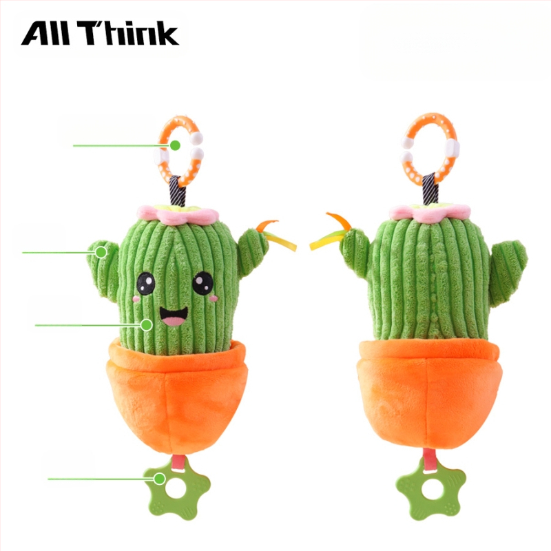Allthink pliušinis pakabukas vežimėliui – augalų tematikos muzikos dėžutė, žaislas kūdikiams 0–3 m., raminantis