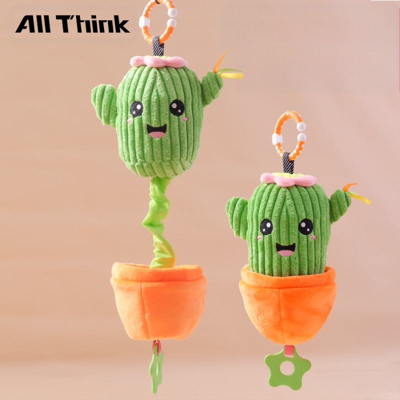 Allthink pliušinis pakabukas vežimėliui – augalų tematikos muzikos dėžutė, žaislas kūdikiams 0–3 m., raminantis