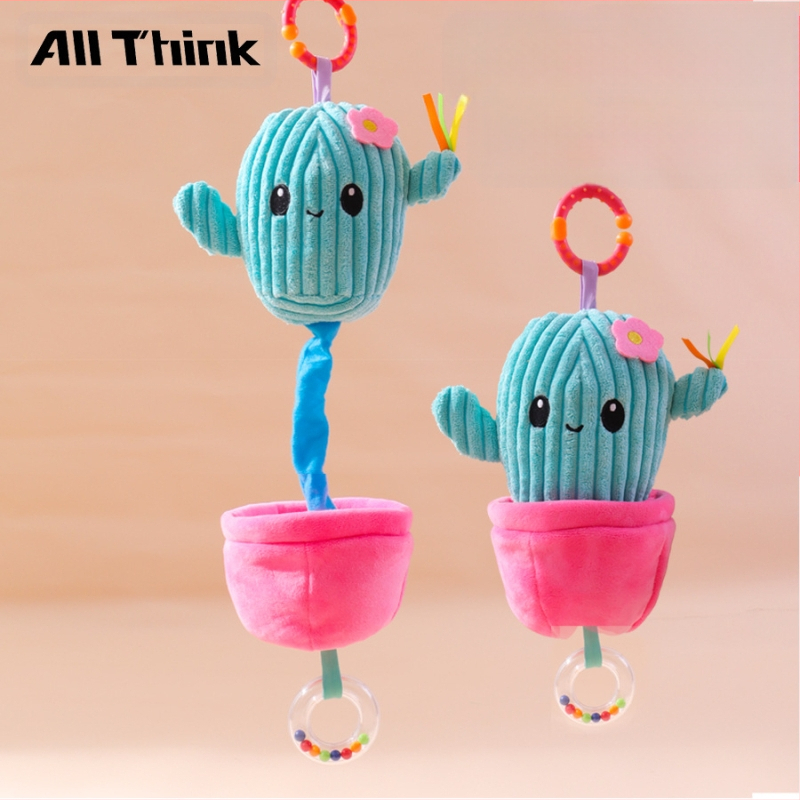 Allthink pliušinis pakabukas vežimėliui – augalų tematikos muzikos dėžutė, žaislas kūdikiams 0–3 m., raminantis