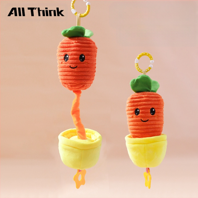 Allthink pliušinis pakabukas vežimėliui – augalų tematikos muzikos dėžutė, žaislas kūdikiams 0–3 m., raminantis