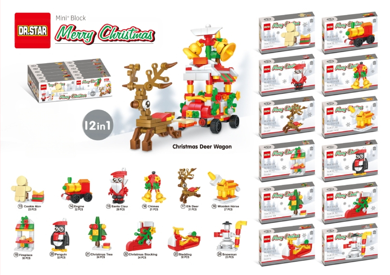 Ziemassvētku eglīte ar 24 dienu skaitīšanu – būvbloku rotaļlieta ar Ziemassvētku vecīša tēmu, ABS, DIY, 0,8 kg, vecums 7–14 gadi, bez elektrības