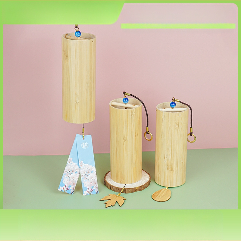 Бамбукови звънчета за вятър — ръчно въртяща се бамбукова тръба; модерен минималистичен стил; подходящи за дом, градина и двор