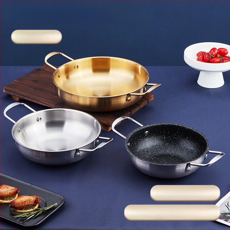 Korėjiečių stiliaus mini karštas puodas jūros gėrybėms ir makaronams, nerūdijantis plienas, nelipnus paviršius, stiklinis dangtis, talpa 2.1–4 L