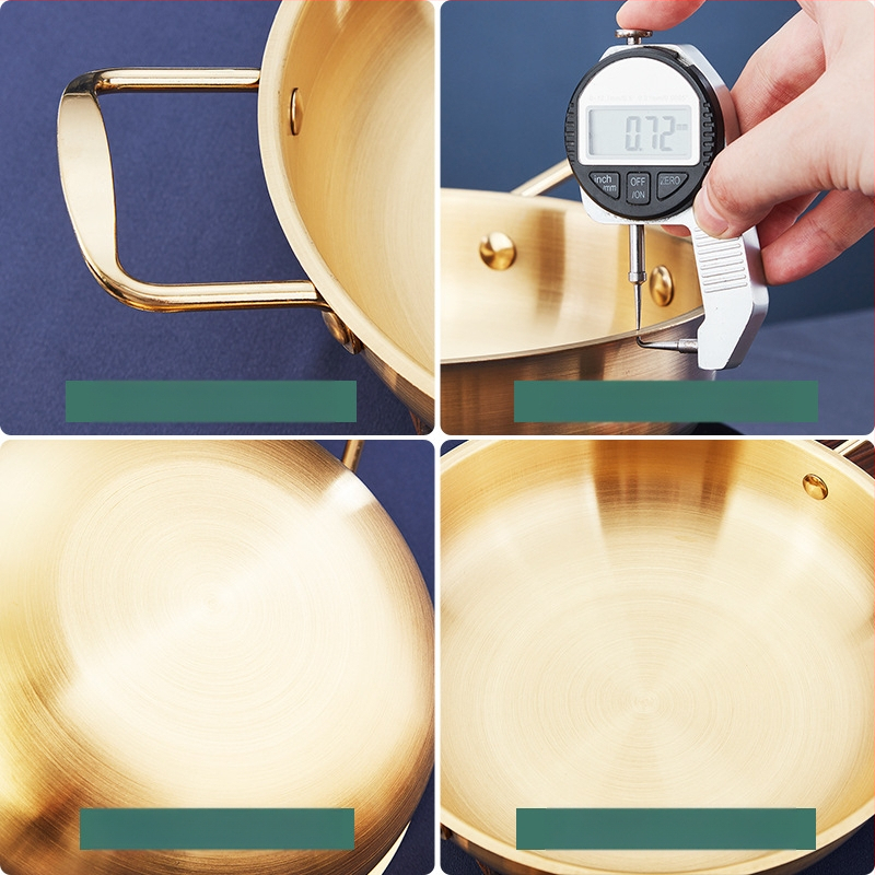 Korėjiečių stiliaus mini karštas puodas jūros gėrybėms ir makaronams, nerūdijantis plienas, nelipnus paviršius, stiklinis dangtis, talpa 2.1–4 L