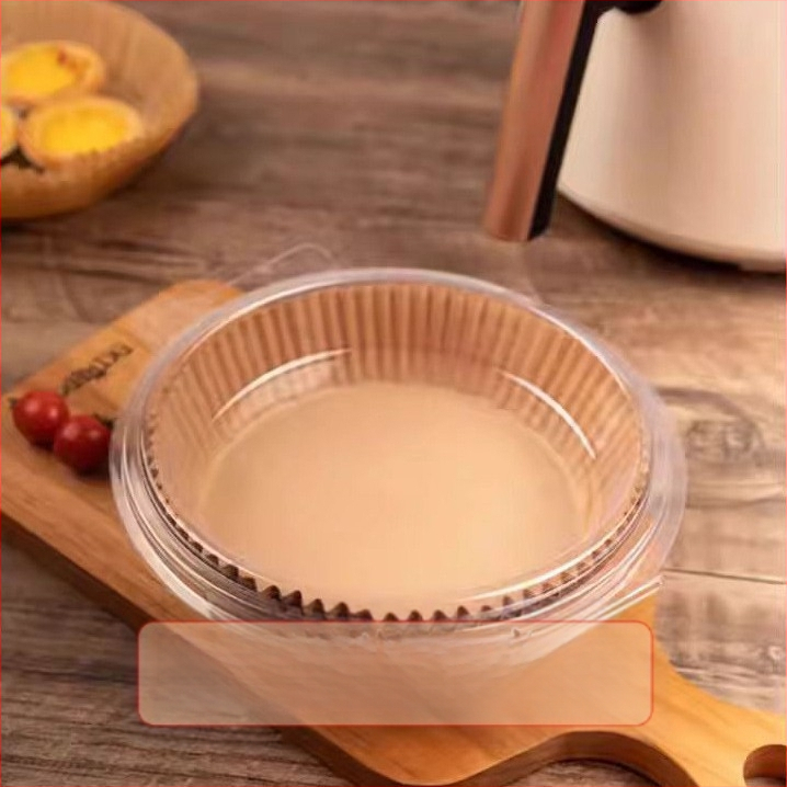 Air Fryer apvalus kepimo popieriaus padėklas – aukštos temperatūros atsparumas, aliejaus sugeriamumas, maisto kokybė, dvigubas aliejui atsparus dangtis, pagamintas iš medienos pulpo