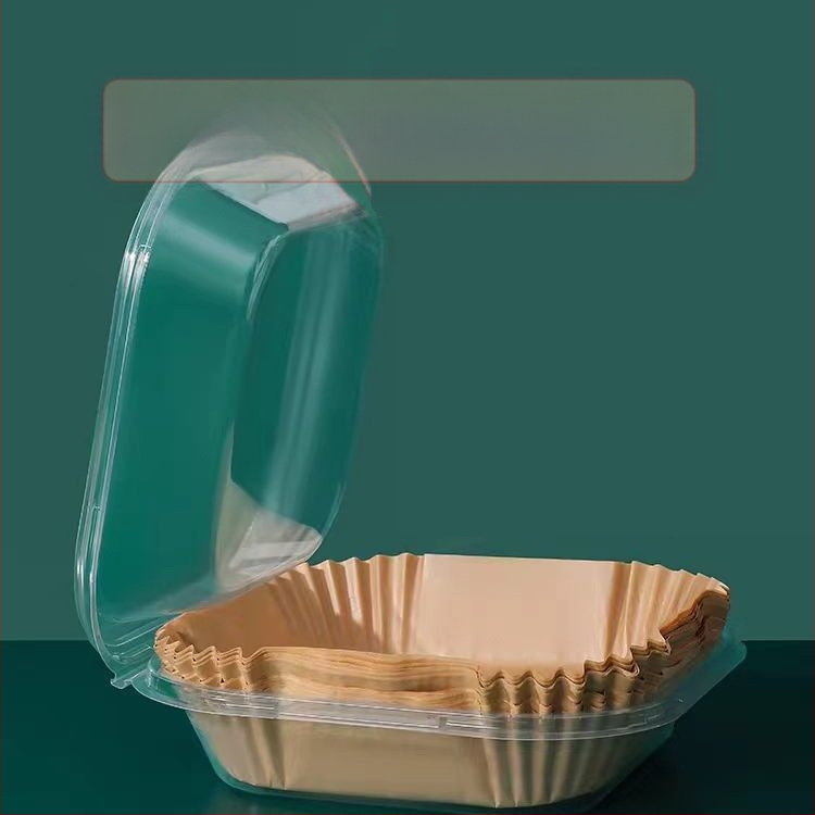 Air Fryer apvalus kepimo popieriaus padėklas – aukštos temperatūros atsparumas, aliejaus sugeriamumas, maisto kokybė, dvigubas aliejui atsparus dangtis, pagamintas iš medienos pulpo