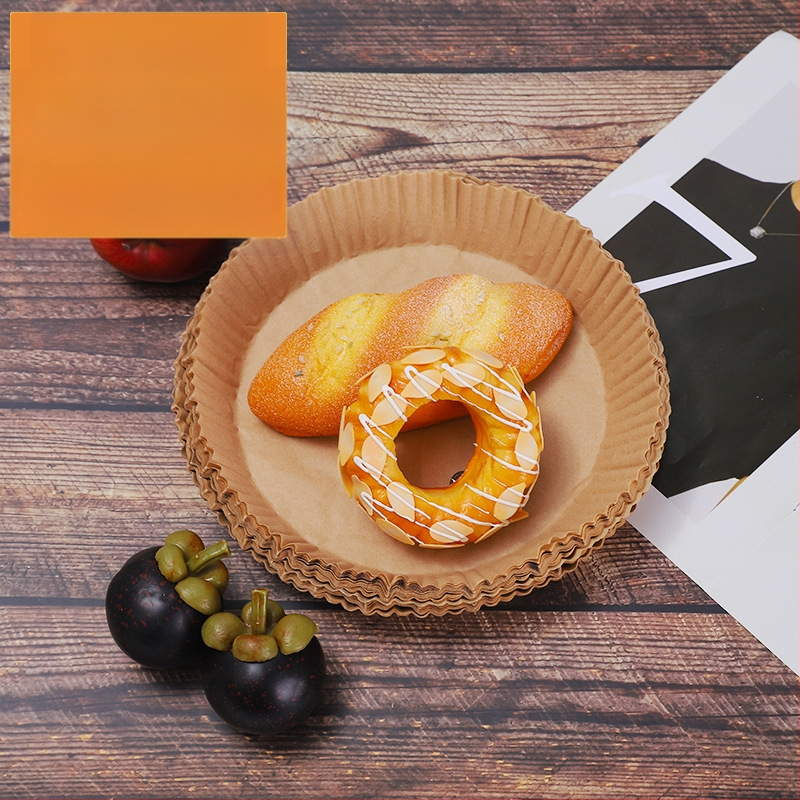 Air Fryer apvalus kepimo popieriaus padėklas – aukštos temperatūros atsparumas, aliejaus sugeriamumas, maisto kokybė, dvigubas aliejui atsparus dangtis, pagamintas iš medienos pulpo