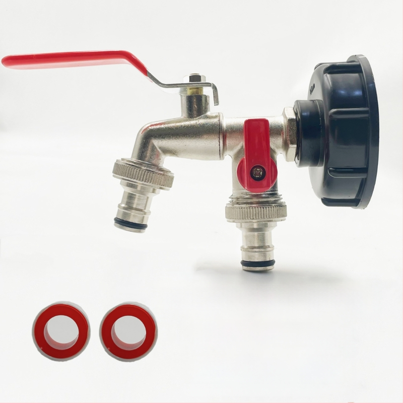 Vrtna slavina SZ-054 s dvostrukim izlazom — bakar, niklovani premaz, jednoručni dvostruki upravljanje, jednostavna ugradnja