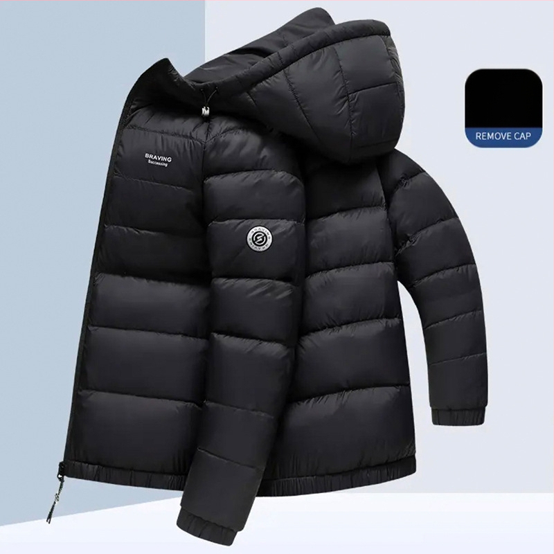 Unisex striukė su gobtuvu, 900 pūkų plūdinimas iš žąsų pūko, atspari vandeniui ir vėjui, vidutinio ilgio