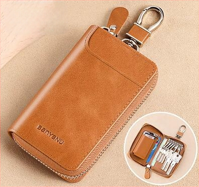 Automobilių raktų dėklas iš PU odos, atspari vandeniui, didelė talpa, vidus iš sintelinės odos