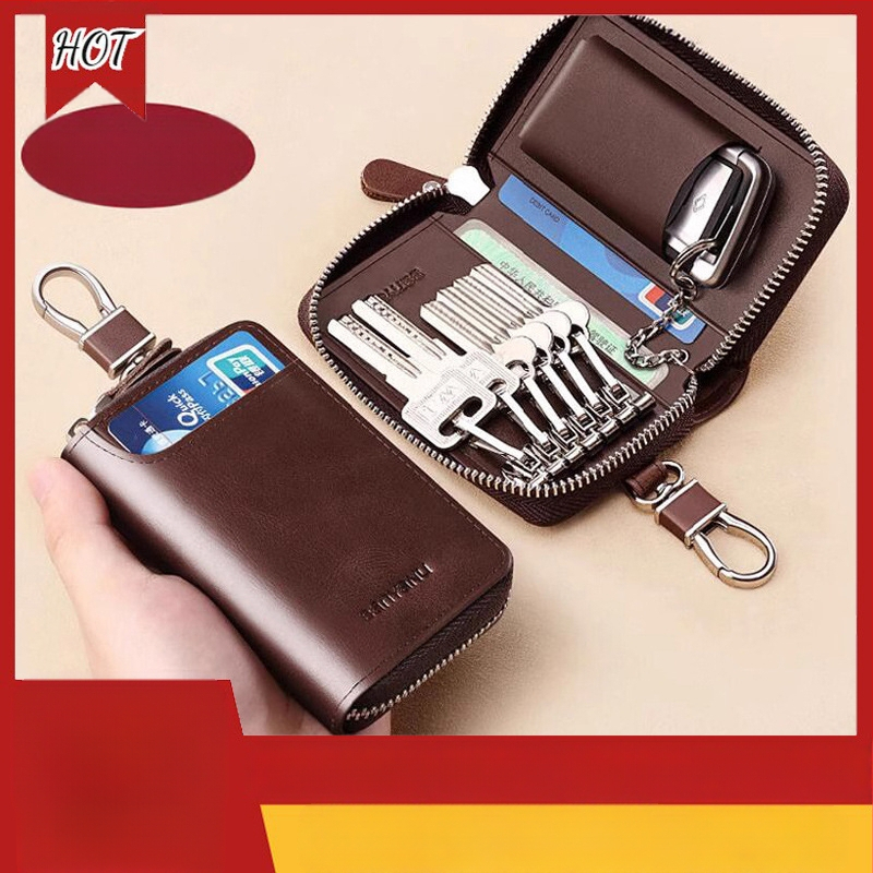 Automobilių raktų dėklas iš PU odos, atspari vandeniui, didelė talpa, vidus iš sintelinės odos